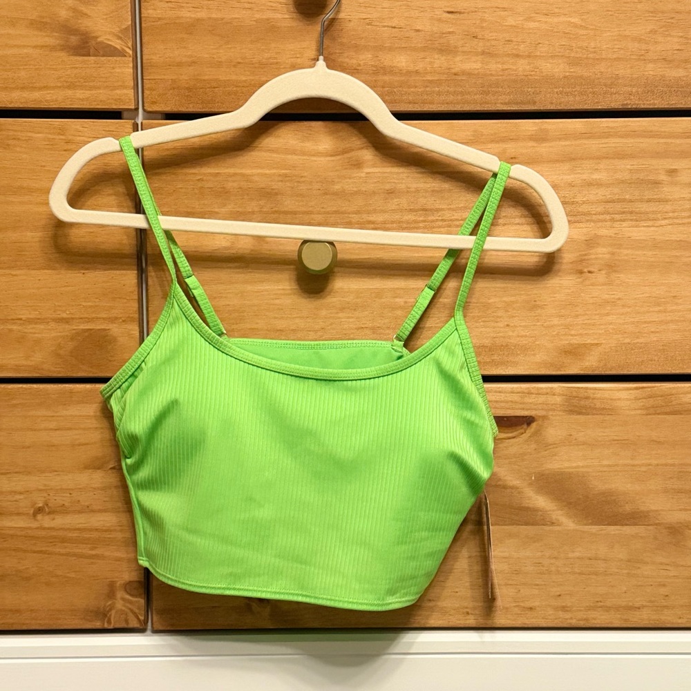 Green Ribbed Swim Top.